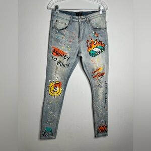 CPTL Denim Womens Jeans Size 30 distressed and painted